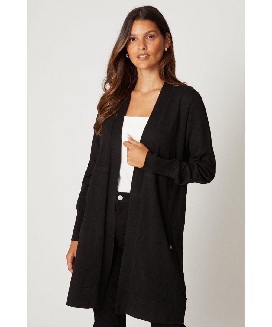 Wallis Longline Seam Cardigan in Black Lyst UK