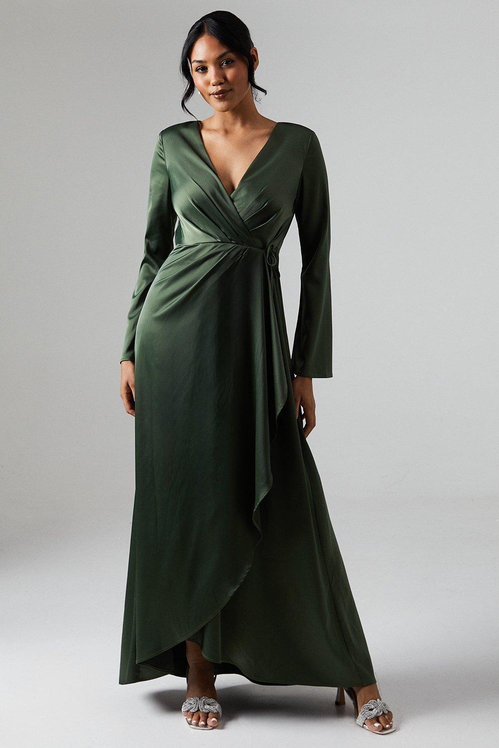 slim fit dress slacks Zapaka Women Dark Green Tulle Prom Dress A-Line One-Shoulder Long Evening Dress, Dark Green / US12 main image 1