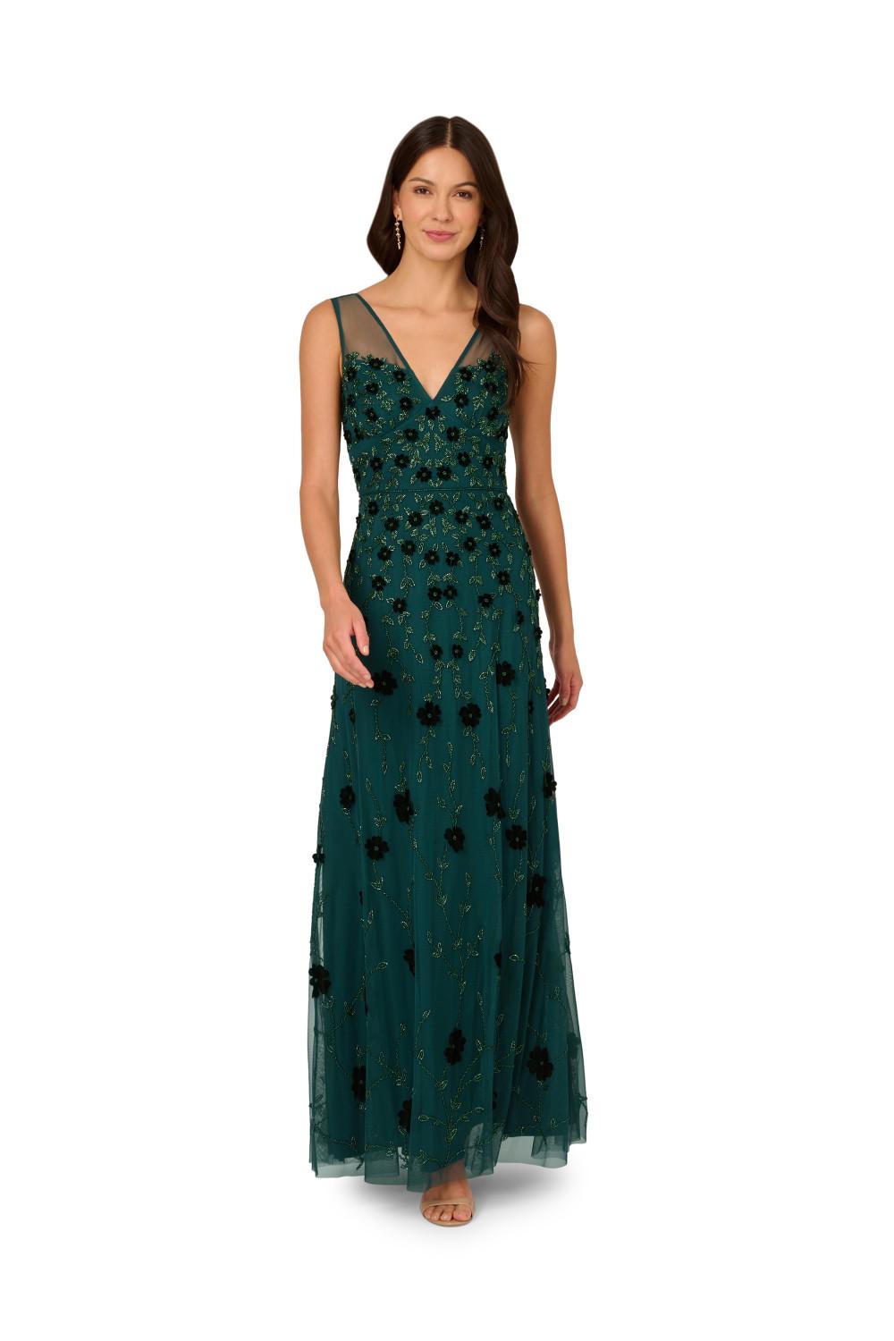 adrianna papell women's beaded mesh illusion dress Adrianna Papell Beaded Mesh Dress
