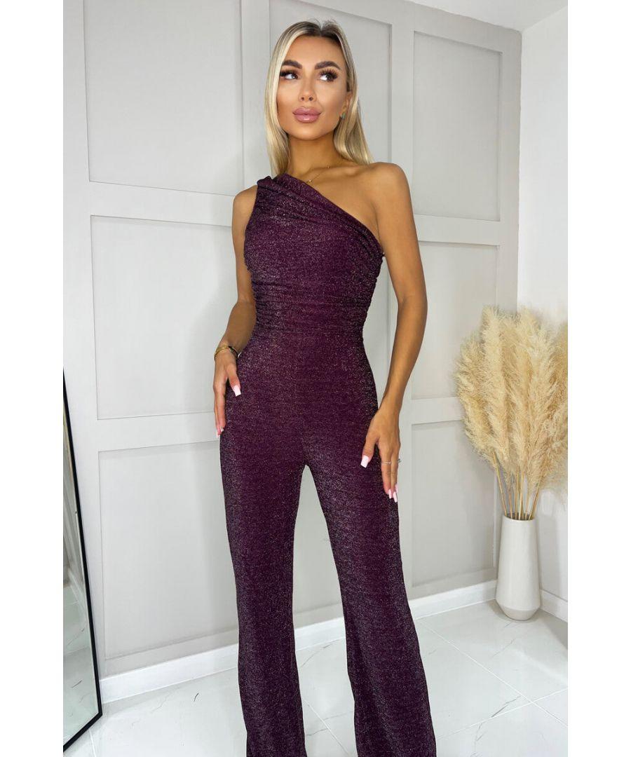 AX Paris Plum One Shoulder Shimmer Jumpsuit in White Lyst UK