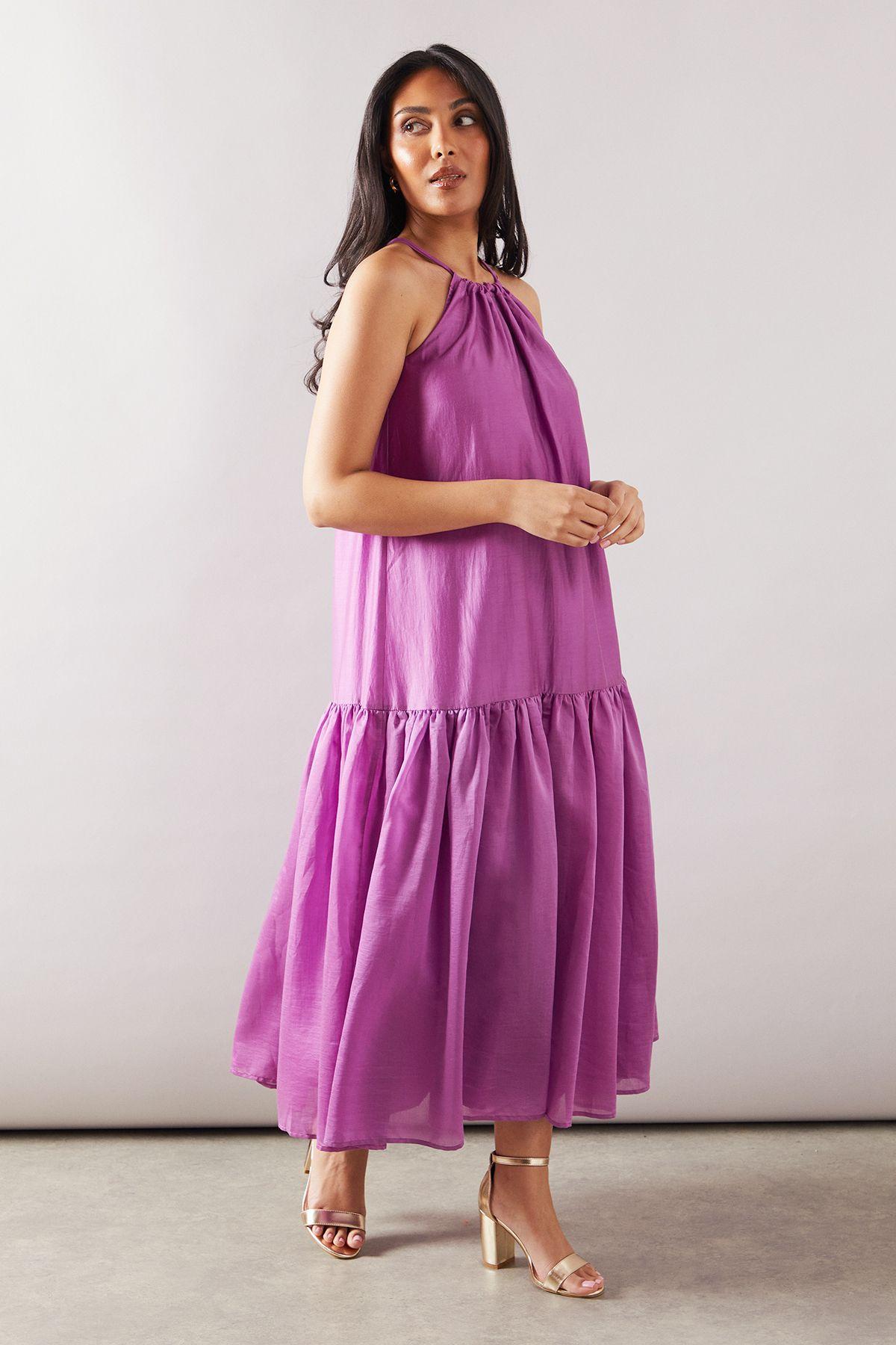 Wallis Petite Halterneck Drop Hem Midaxi Dress in Purple Lyst UK