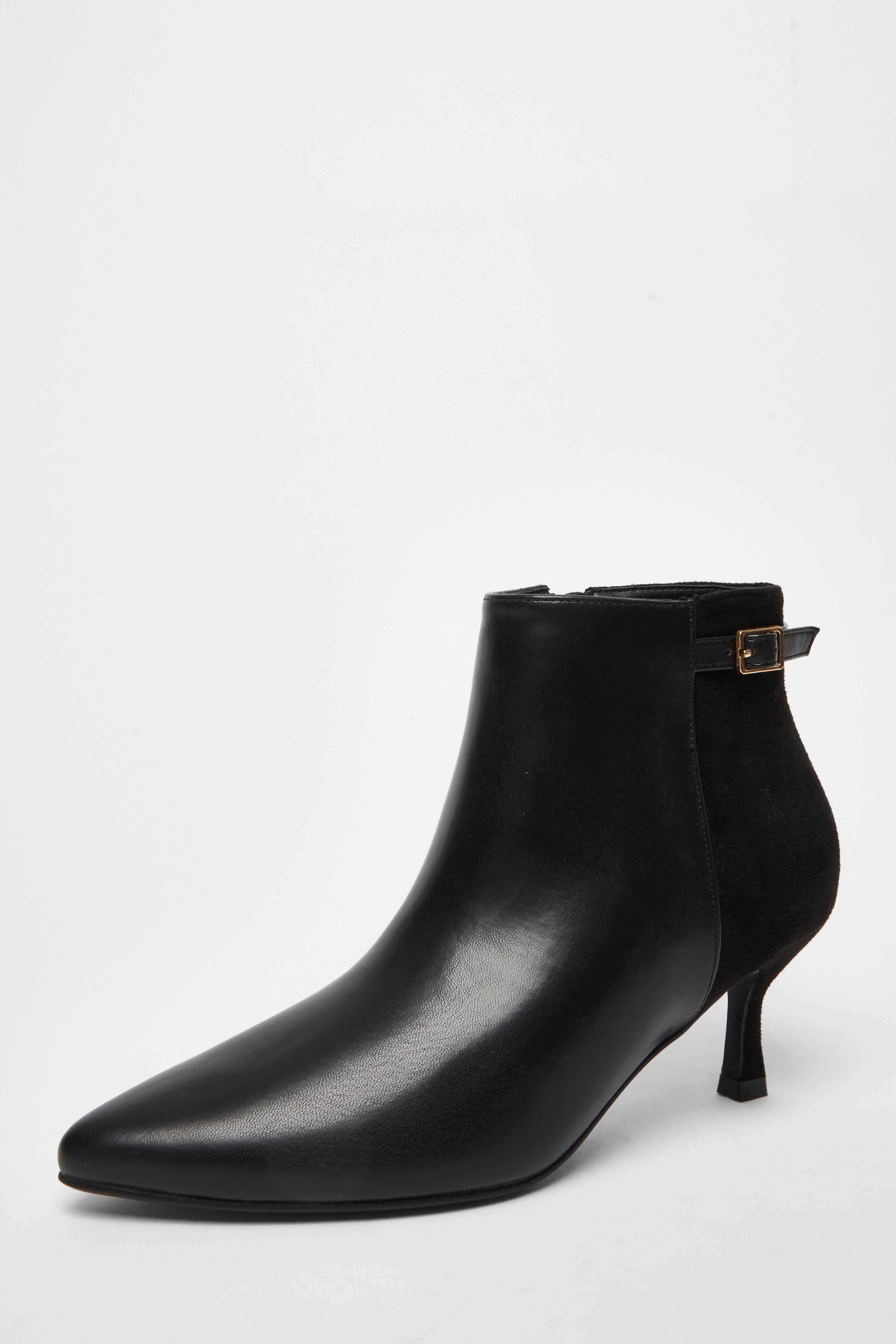 Quiz Faux Leather Heeled Ankle Boot Material Polyester in Black Lyst UK