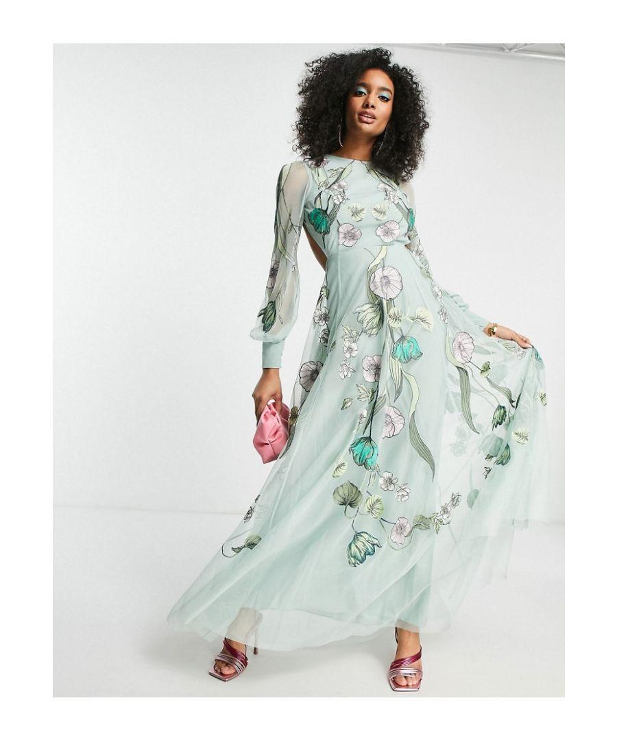 ASOS Embroidered Floral Nouveau Placement Maxi Dress in Green | Lyst UK ASOS Embroidered Floral Nouveau Placement Maxi Dress in Green | Lyst UK