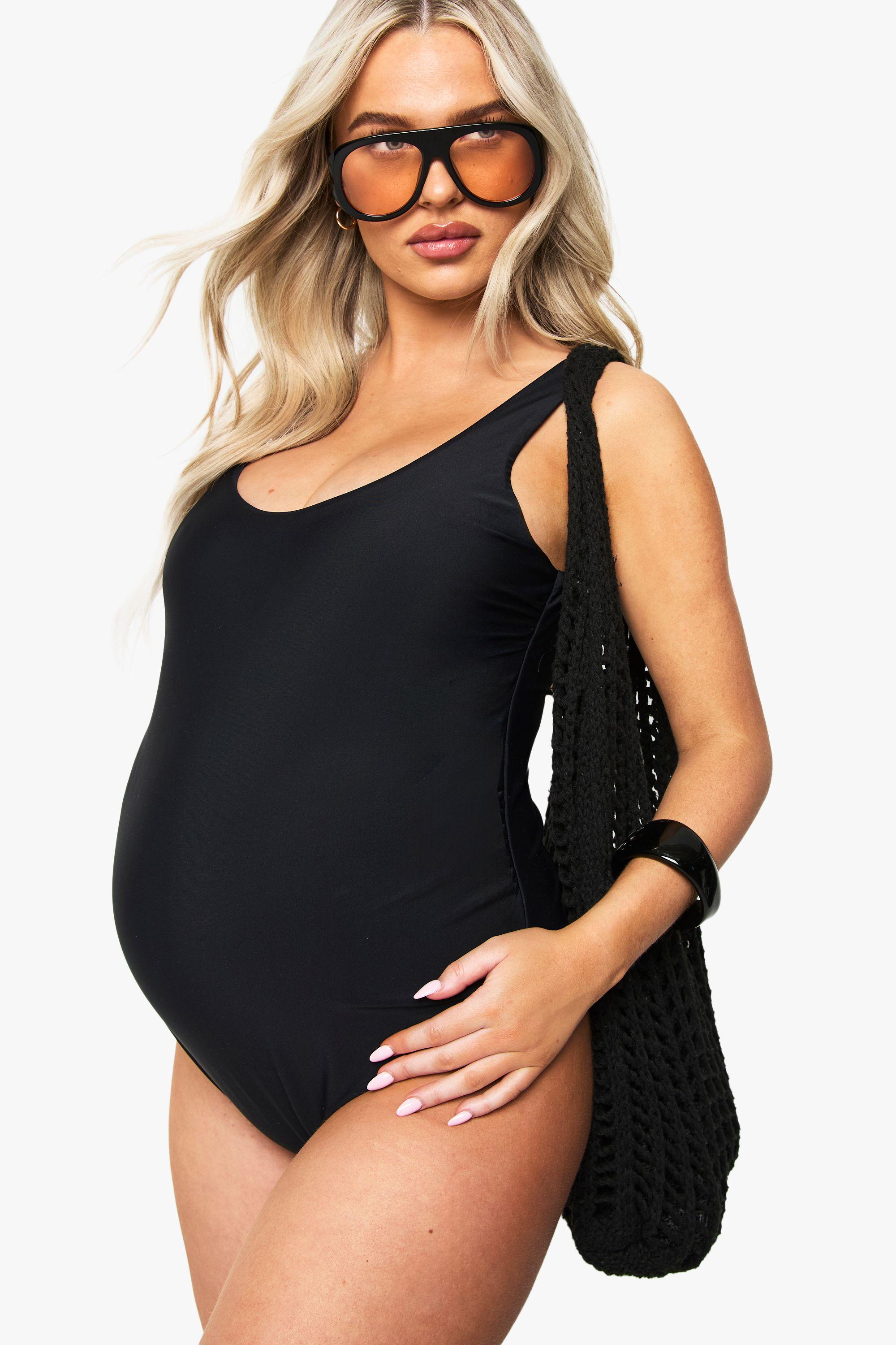Boohoo Maternity Scoop Neck Swimsuit in Black Lyst UK