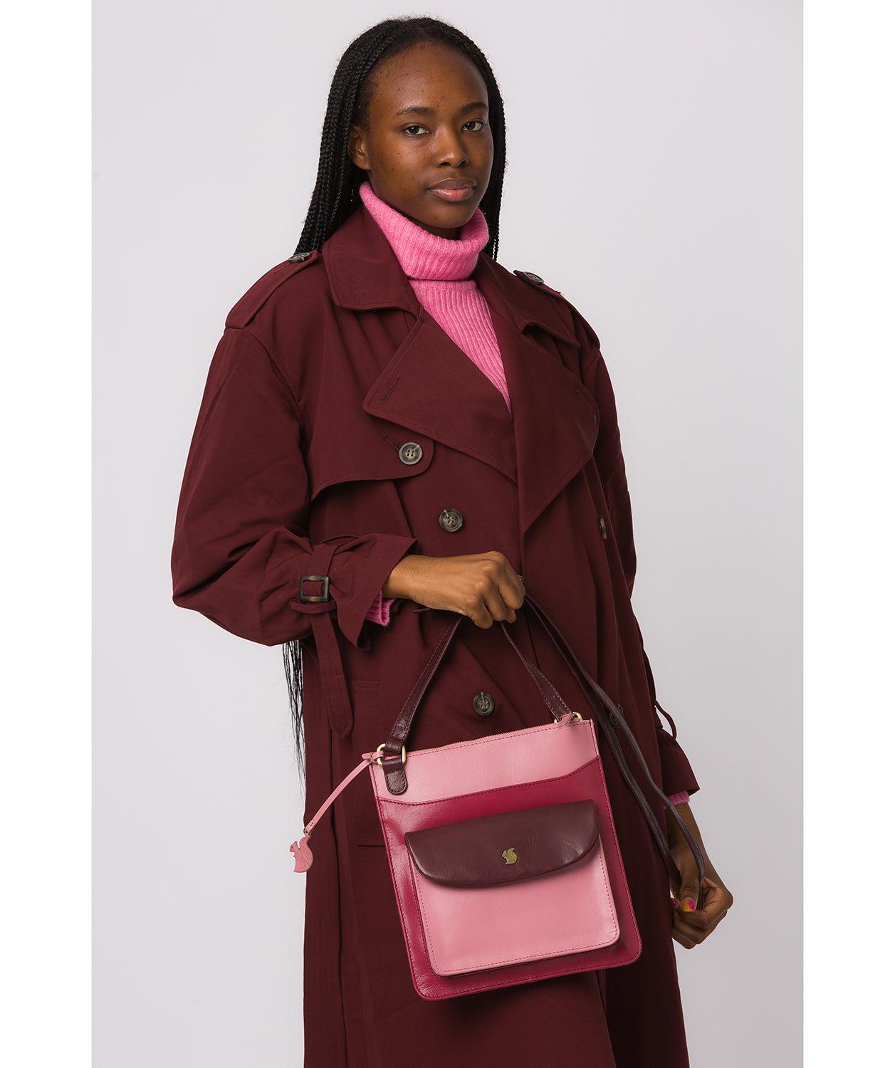 Conkca Lauryn' Orchid, Blush Plum Leather Cross Body Bag in Red
