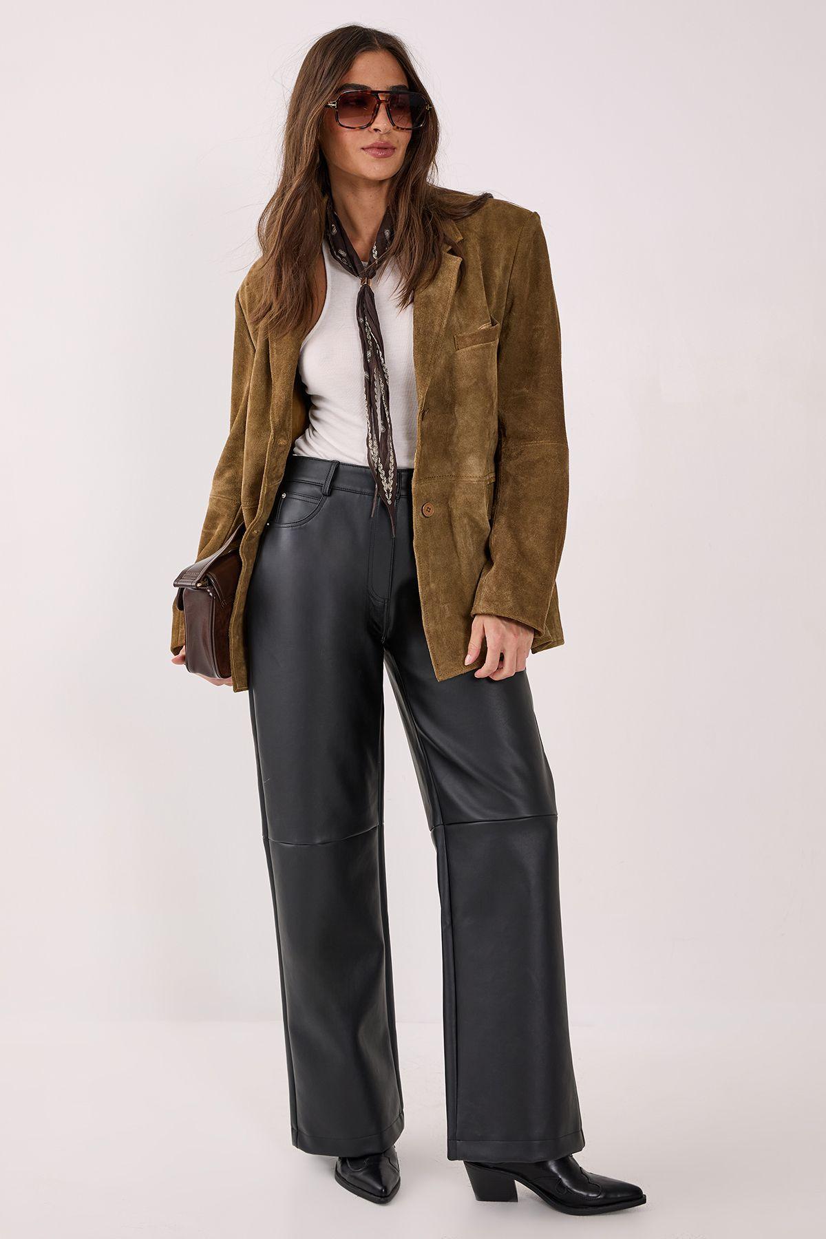 Nasty Gal Black Paperbag Leather Trousers Nasty Gal Trousers For