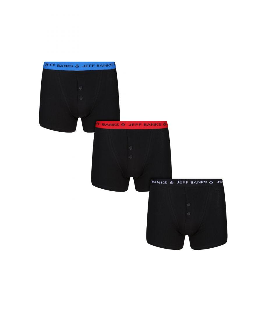 Jeff Banks 3 Pair Pack Button Fly Boxers Cotton in Black for Men Lyst UK