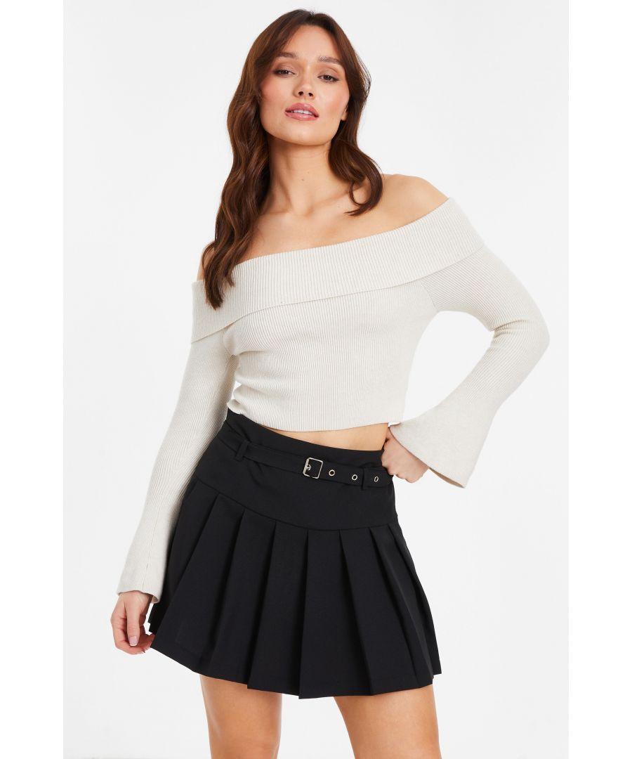 Quiz Pleated Mini Skirt in Black Lyst UK