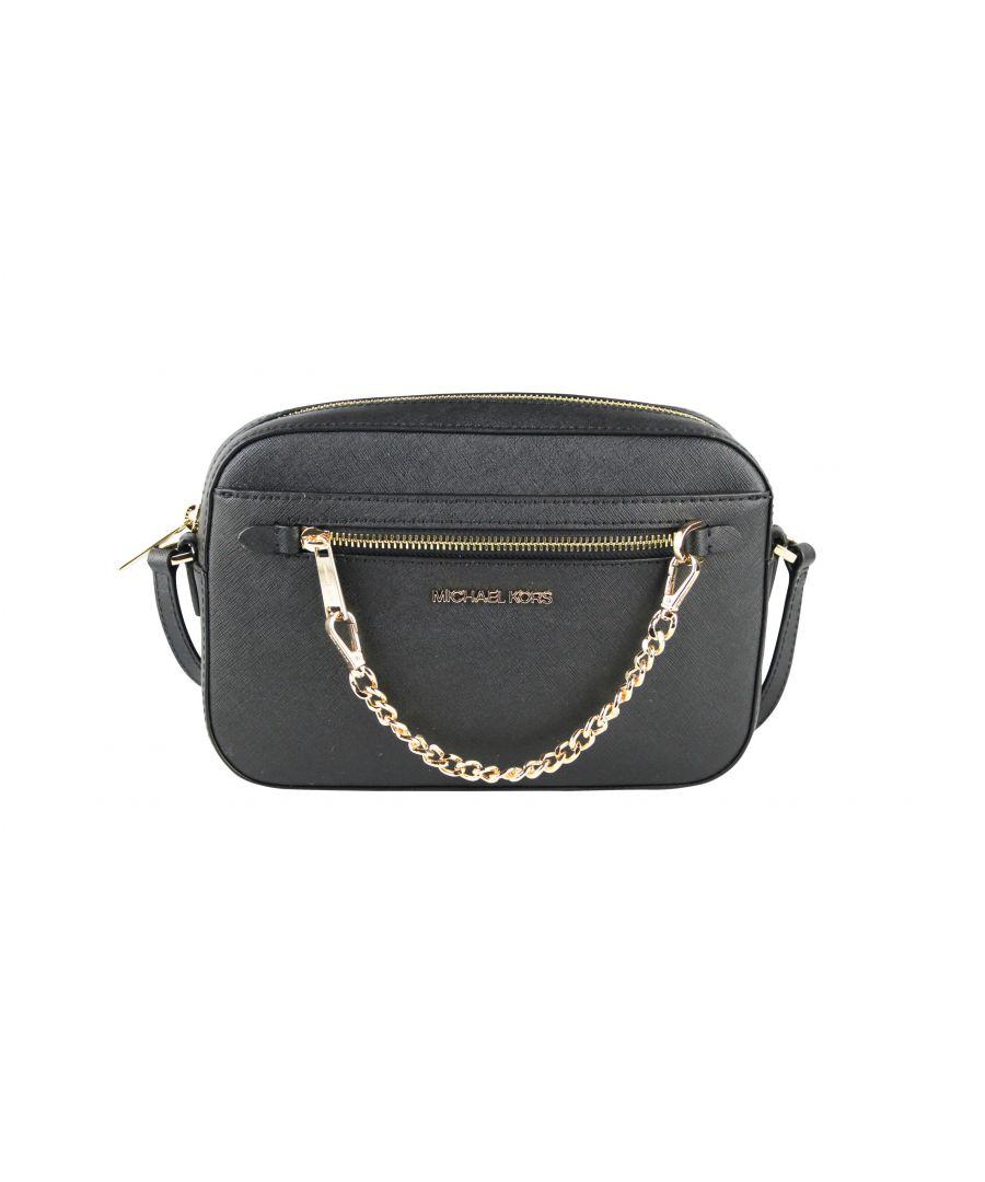 Michael Kors Jet Set Leather Cross-Body Bag in Gray