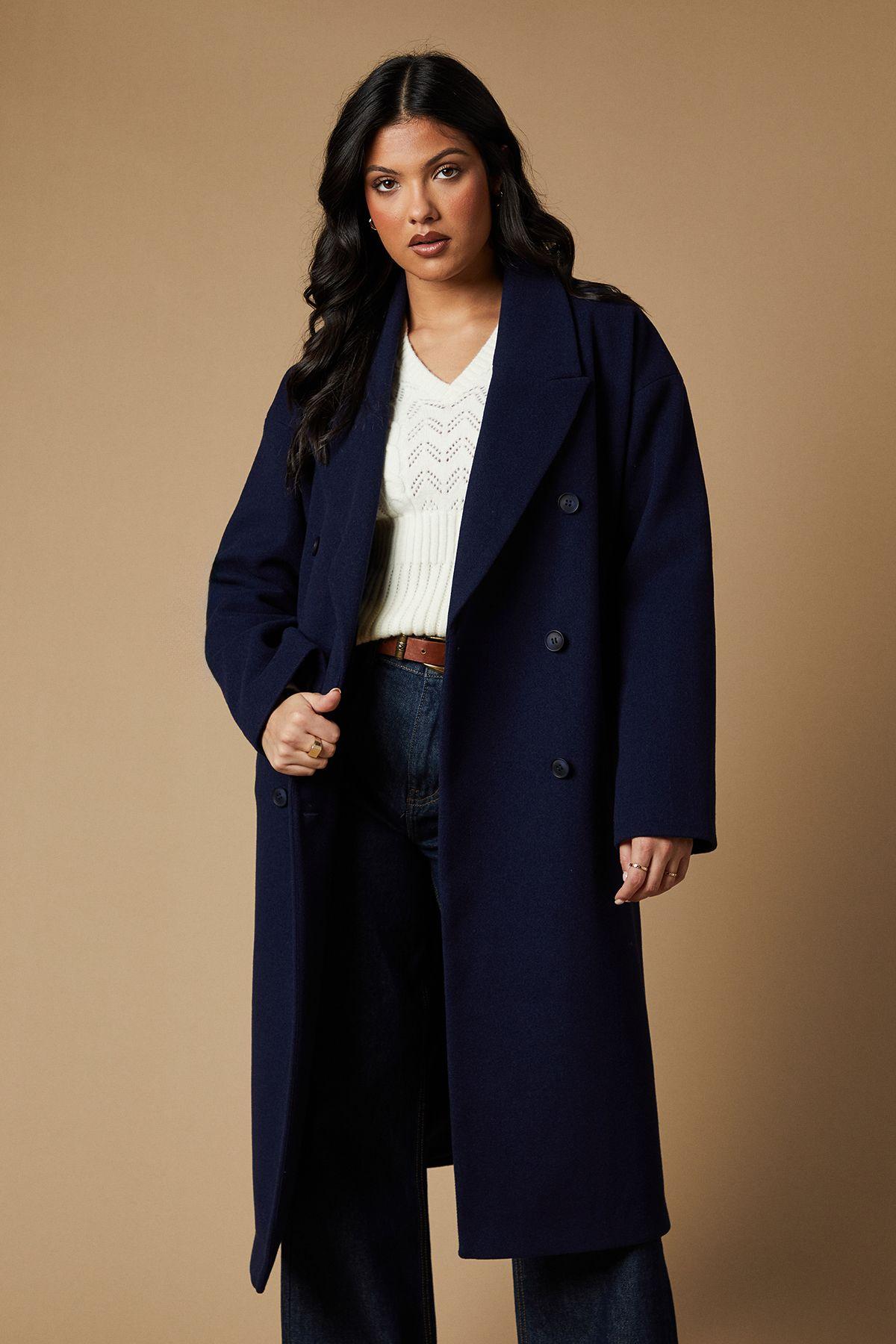 Oasis navy wrap coat hot sale