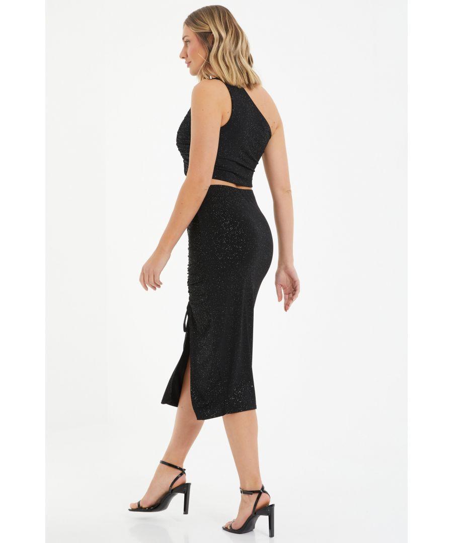 Black glitter pencil skirt online