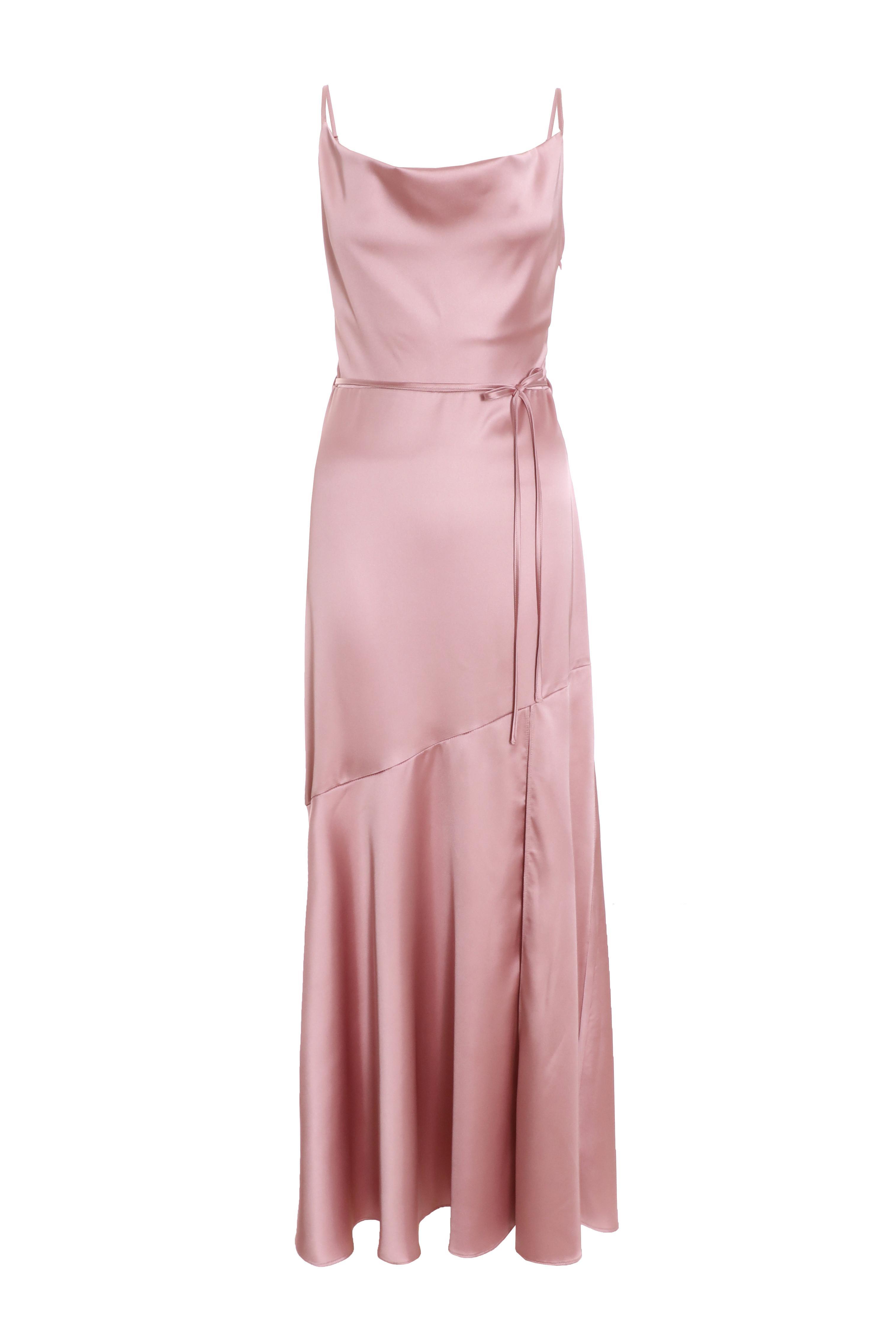 Quiz Pale Satin Strappy Maxi Dress in Pink Lyst UK