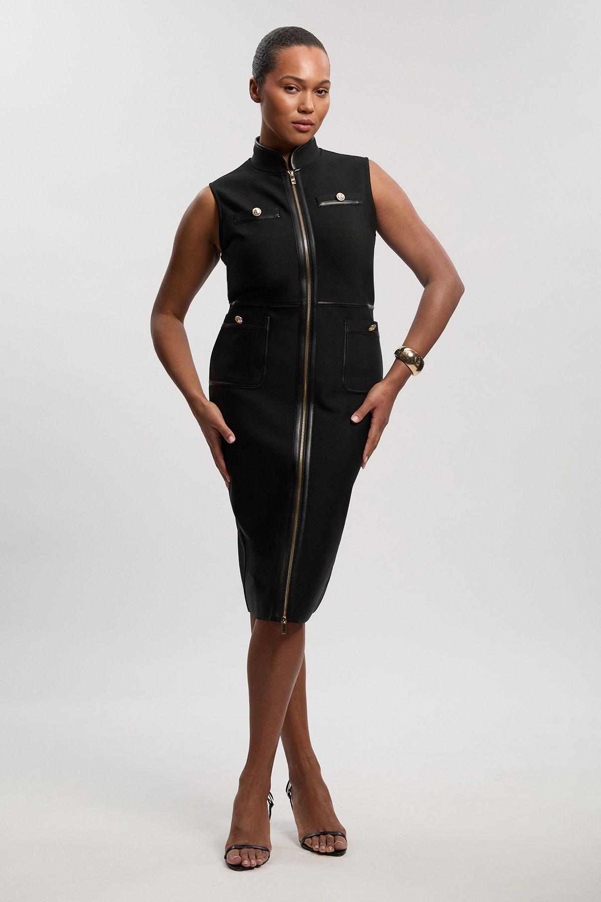 slim fit dress slacks Karen Millen black sequin dress