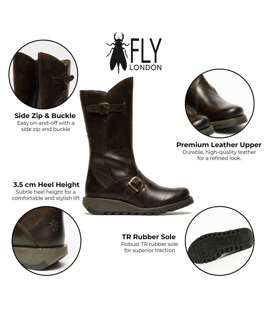 Fly London Buckled Leather Mid Calf Boots in Black Lyst UK