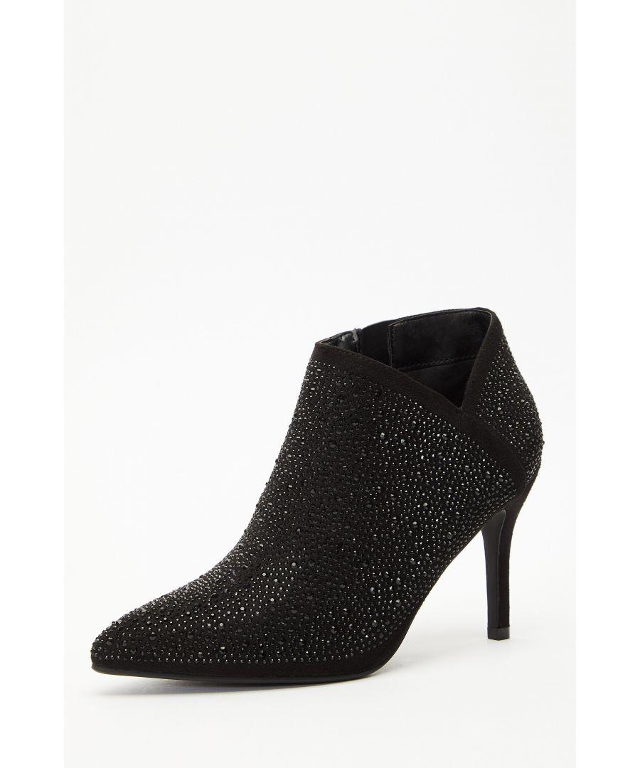 Quiz black diamante shoes sale