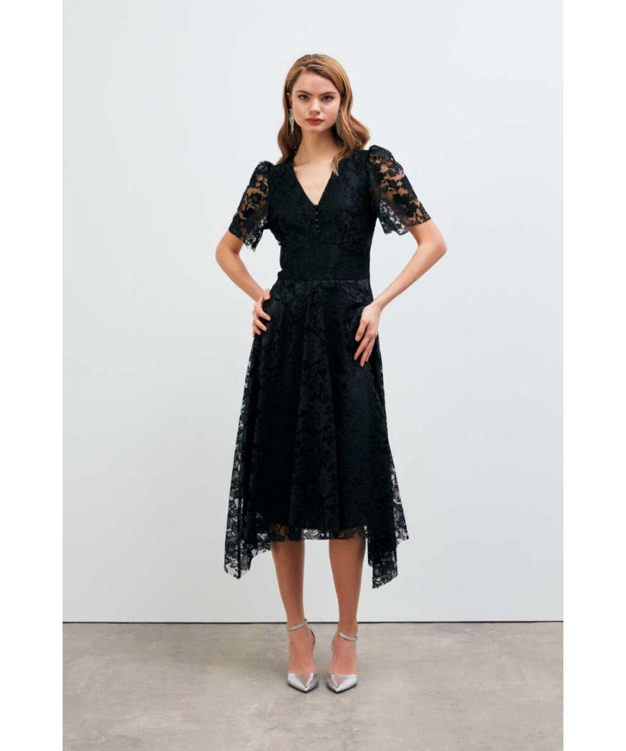 GUSTO Lace Evening Dress in Black Lyst UK