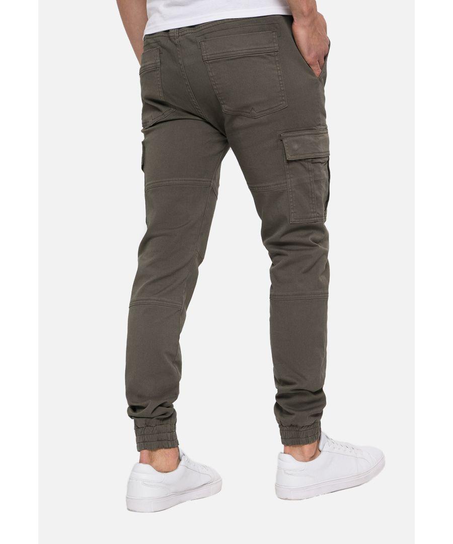Threadbare Khaki bloomfield Cuffed Cargo Trousers Cotton in Grey
