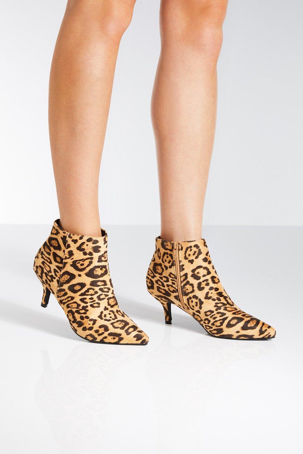 Kitten heel leopard print ankle boots hot sale