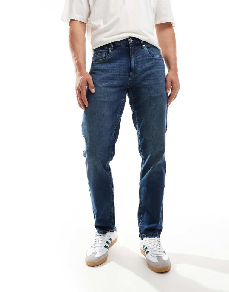 Farah - Elm - Schmal geschnittene Stretch-Jeans in Schwarz