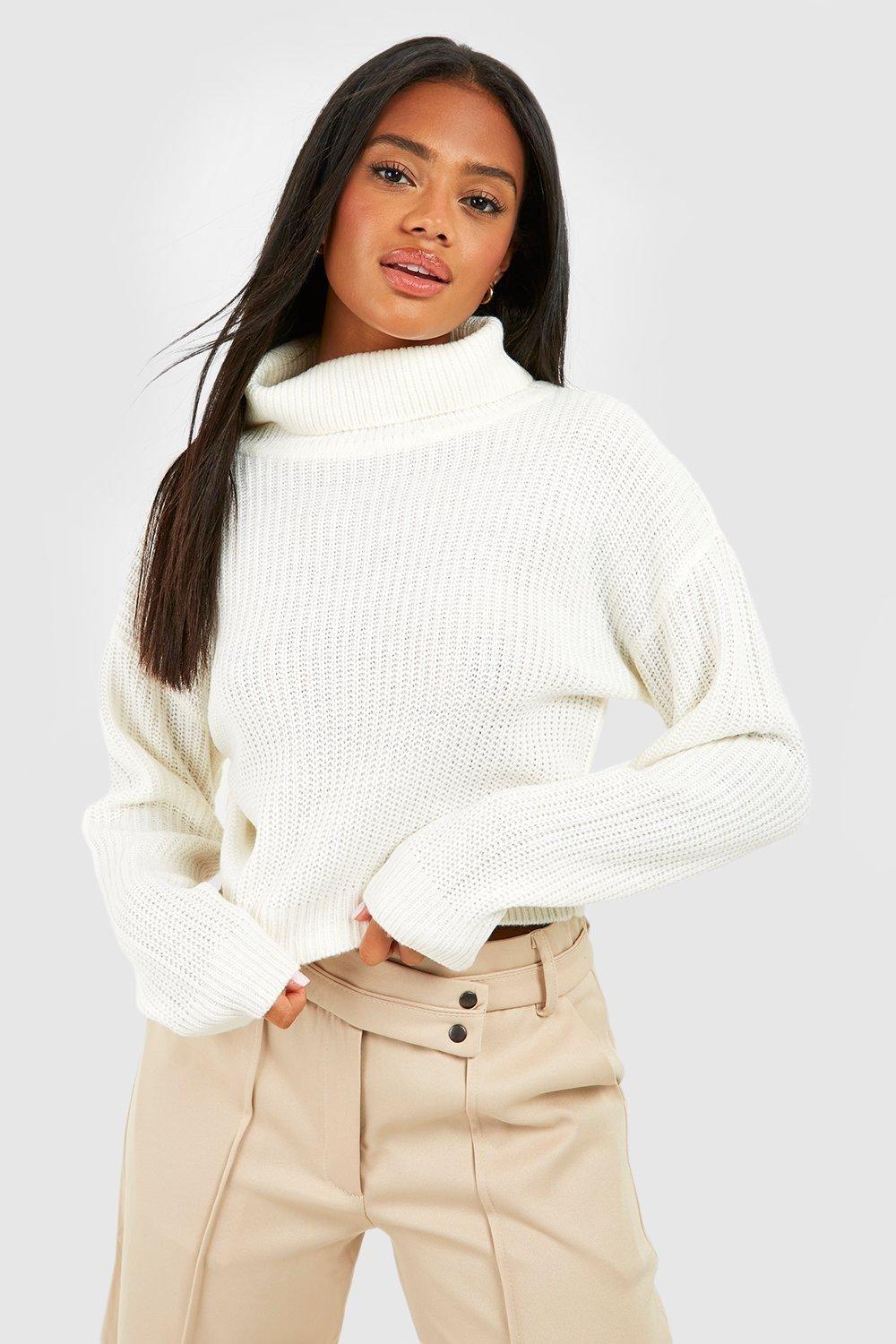 Boohoo Basic Roll Neck Jumper in White Lyst UK