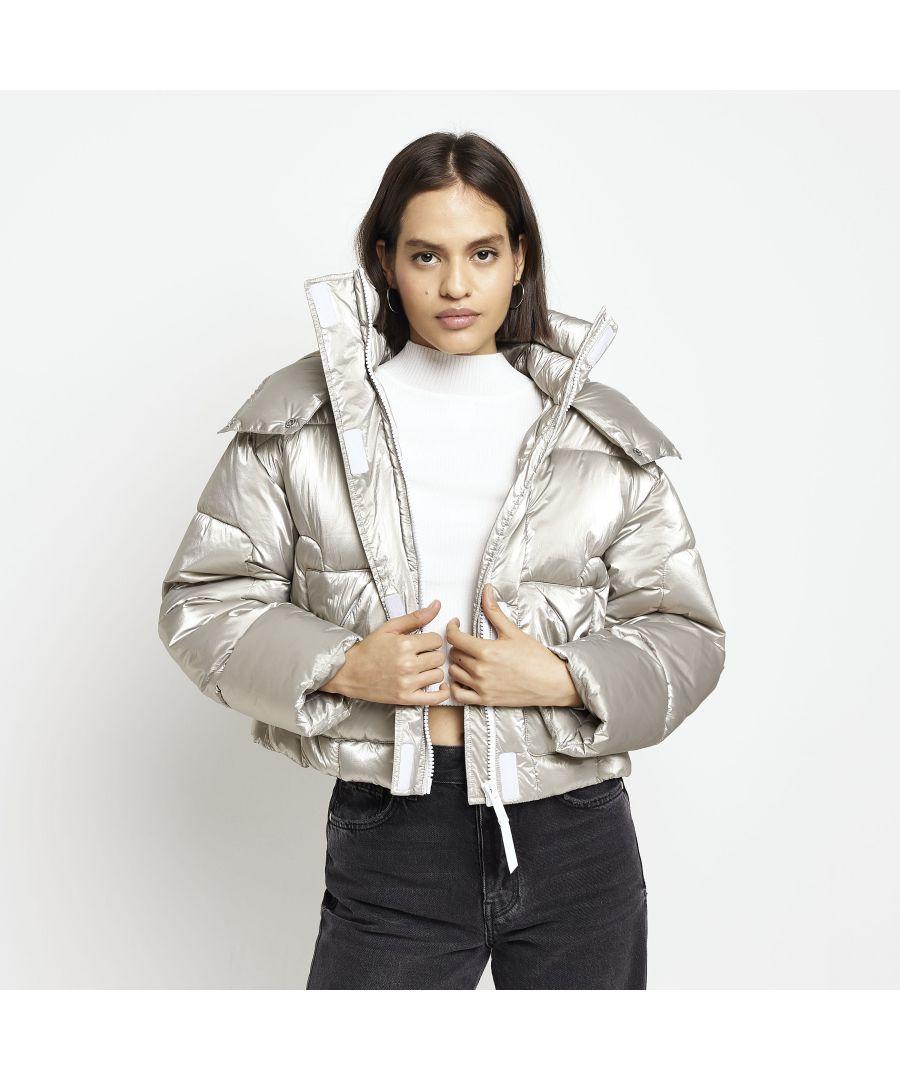 Silver reflective shop puffer jacket