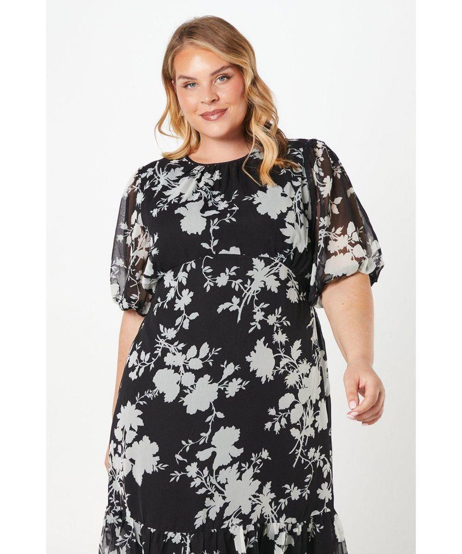 Wallis Curve Floral Chiffon Midi Dress in Black Lyst UK