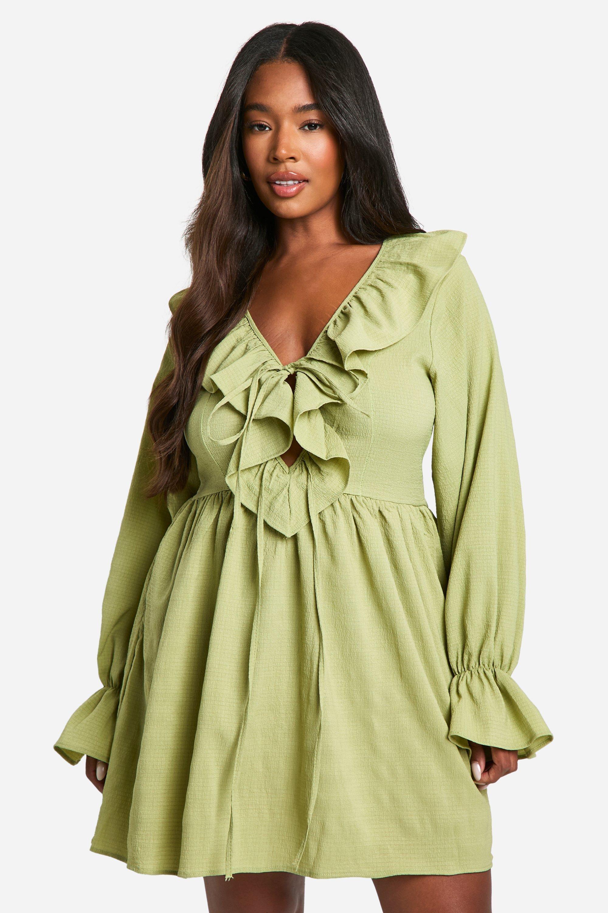 Green Skater Dress Plus Size Green Long Sleeve Skater Dresses