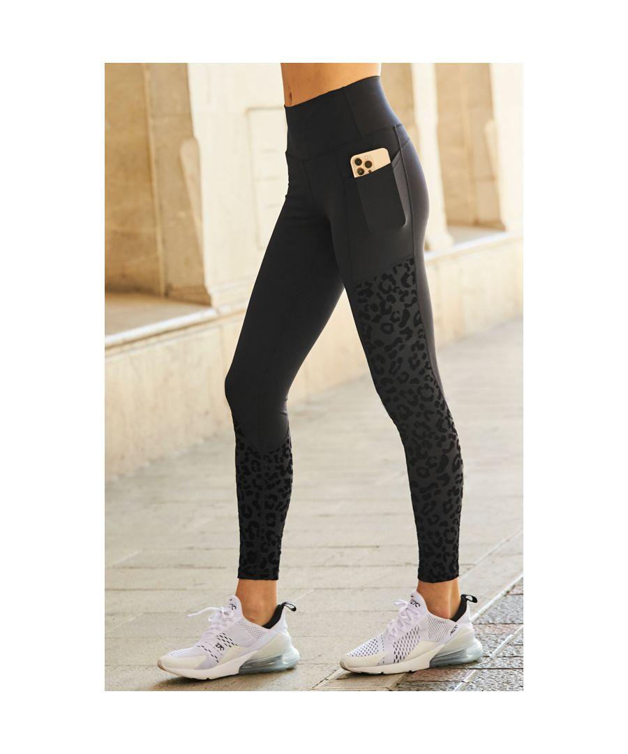 Sosandar Carolina Leopard Print Activewear Leggings With Pockets Nylon in Black Lyst UK