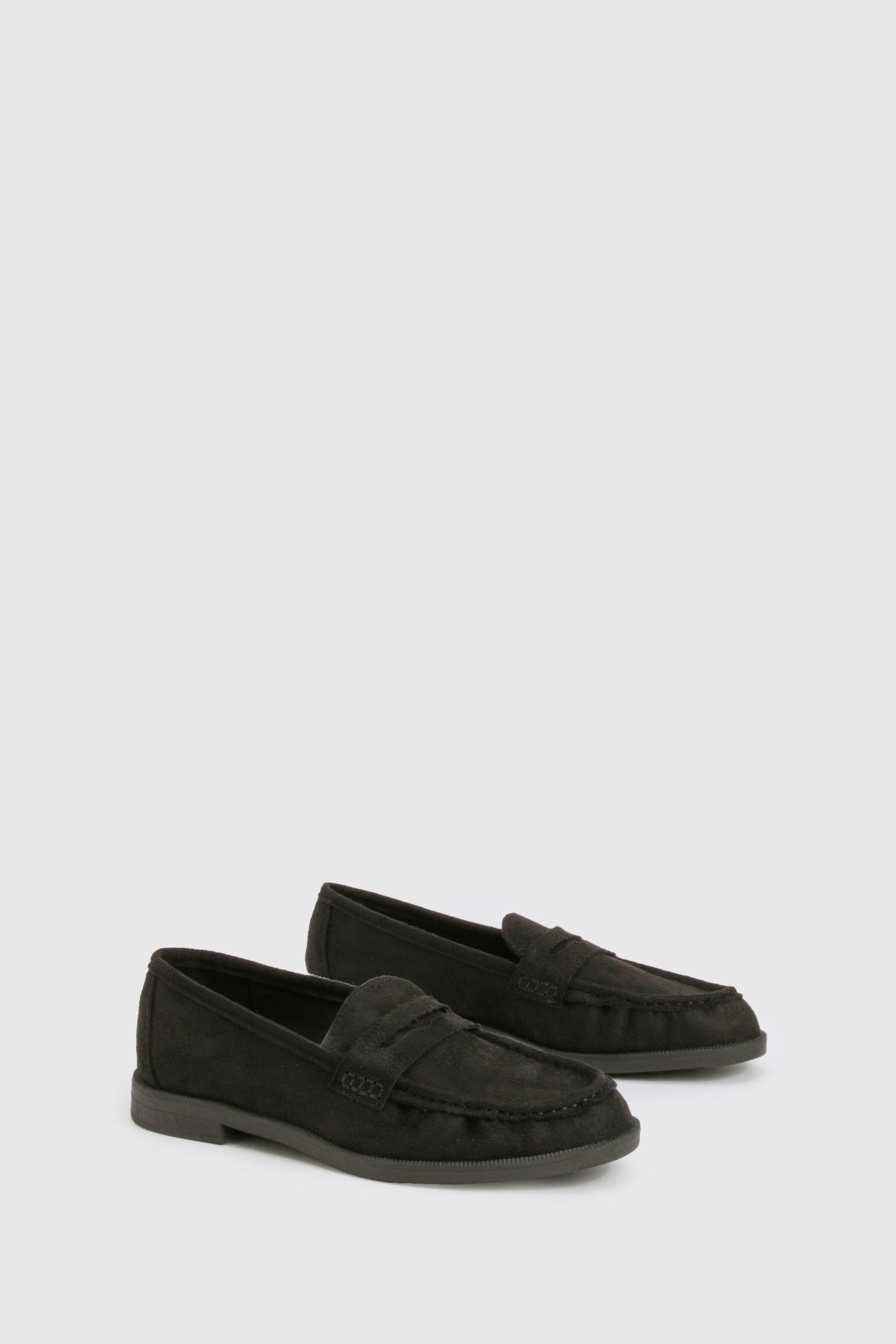 Boohoo Wide Fit Faux Suede Loafers in Black Lyst UK - Main Image