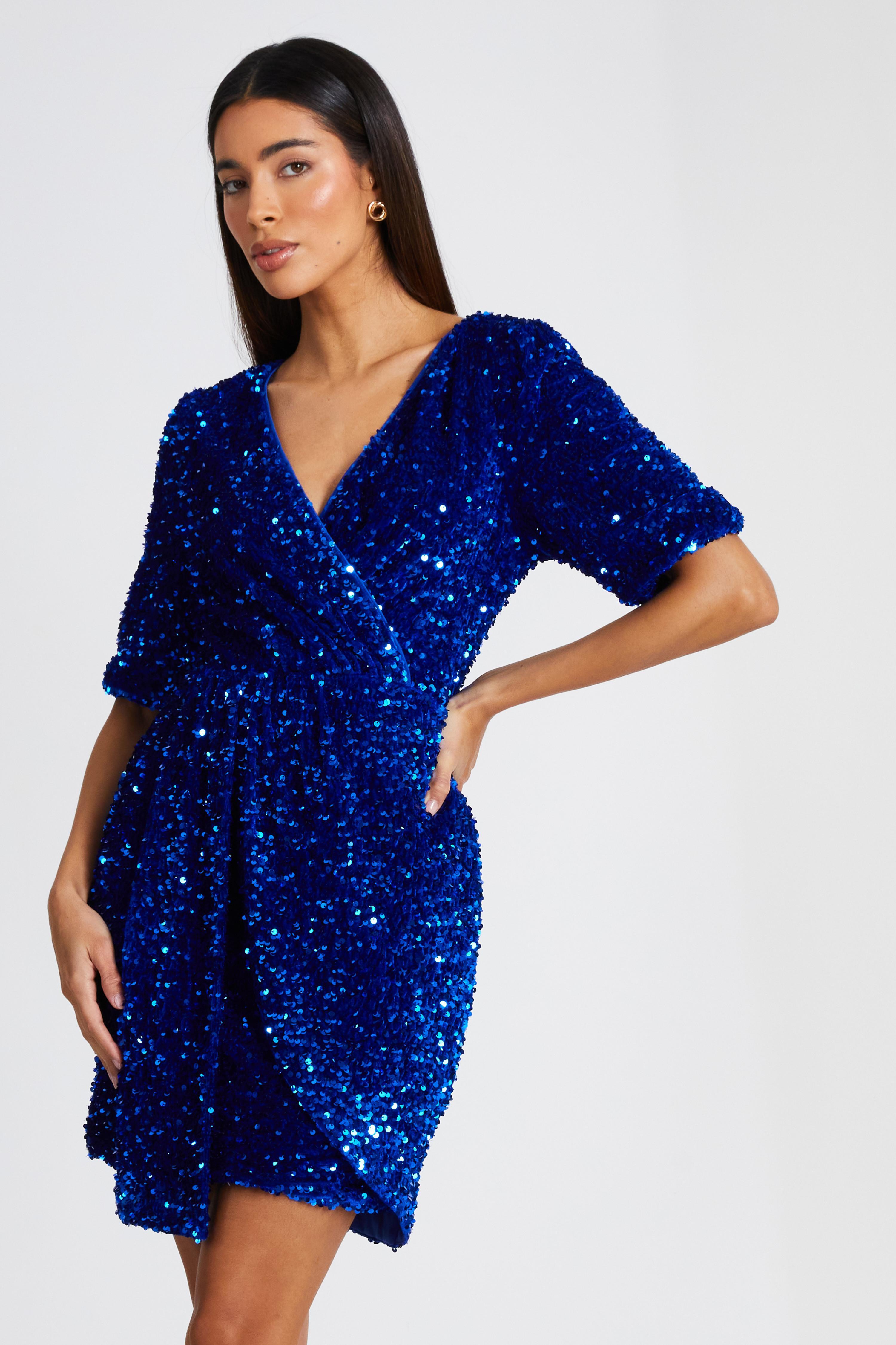 blue sequin french connection dress ICONIC 8 FRENCH CONNECTION SILVER BLUE SAMANTHA SEQUIN PARTY COCKTAIL DRESS XMAS
