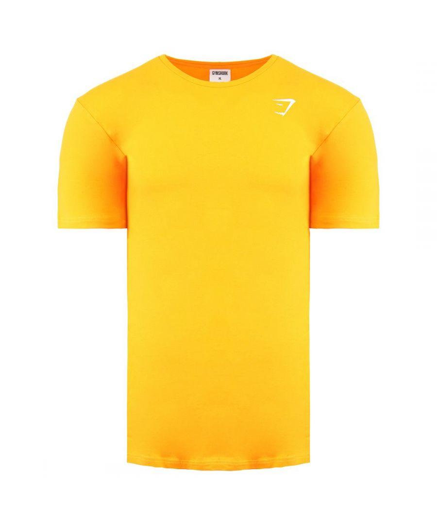 GYMSHARK Short Sleeve Crew Neck Logo Orange T-shirt Cotton in Yellow for  Men