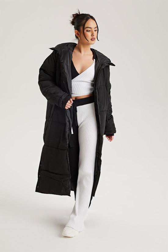 Urban Bliss Longline Puffa Jacket in Black Lyst UK