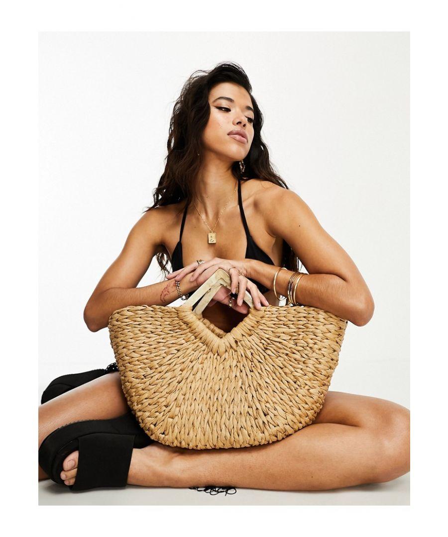 ASOS Straw Tote Bag With Feature Resin Handle in Brown Lyst UK