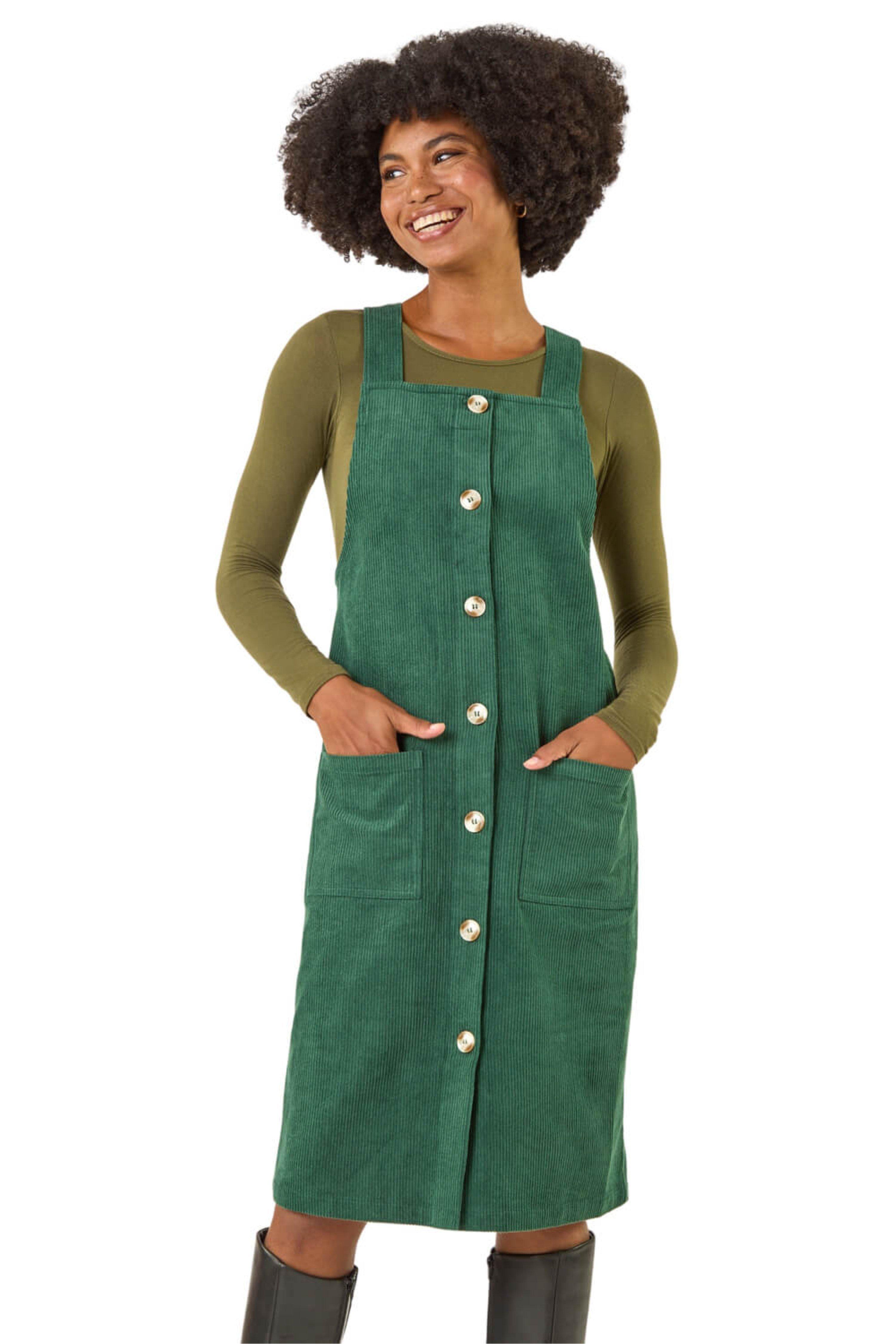 green nylon pinafore dress Forest Green Nila Pinafore Mini Dress main image 1