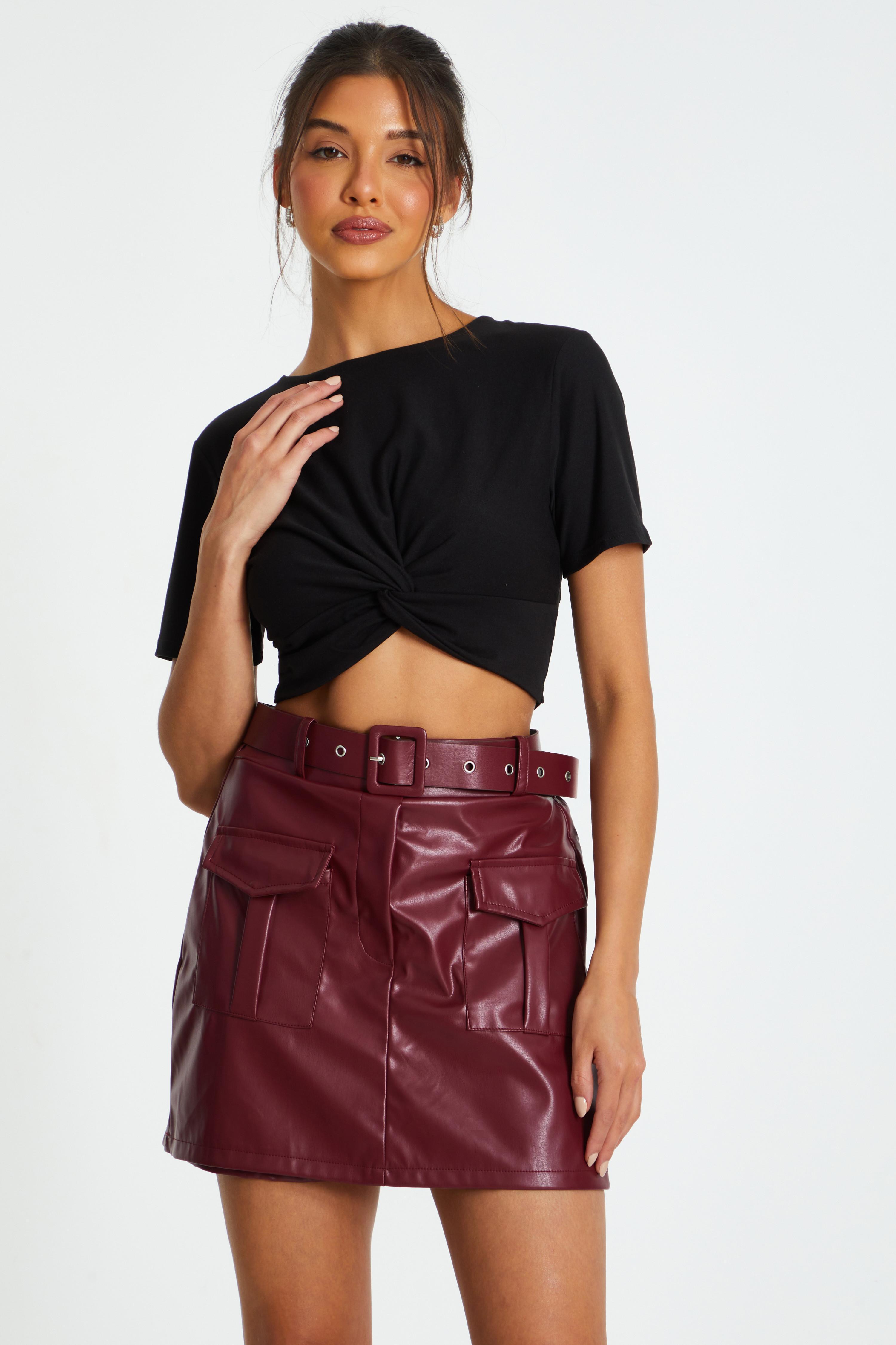 Midaxi Skirt Leather Midi Skirt Quiz Quiz Dark Faux Leather Skort