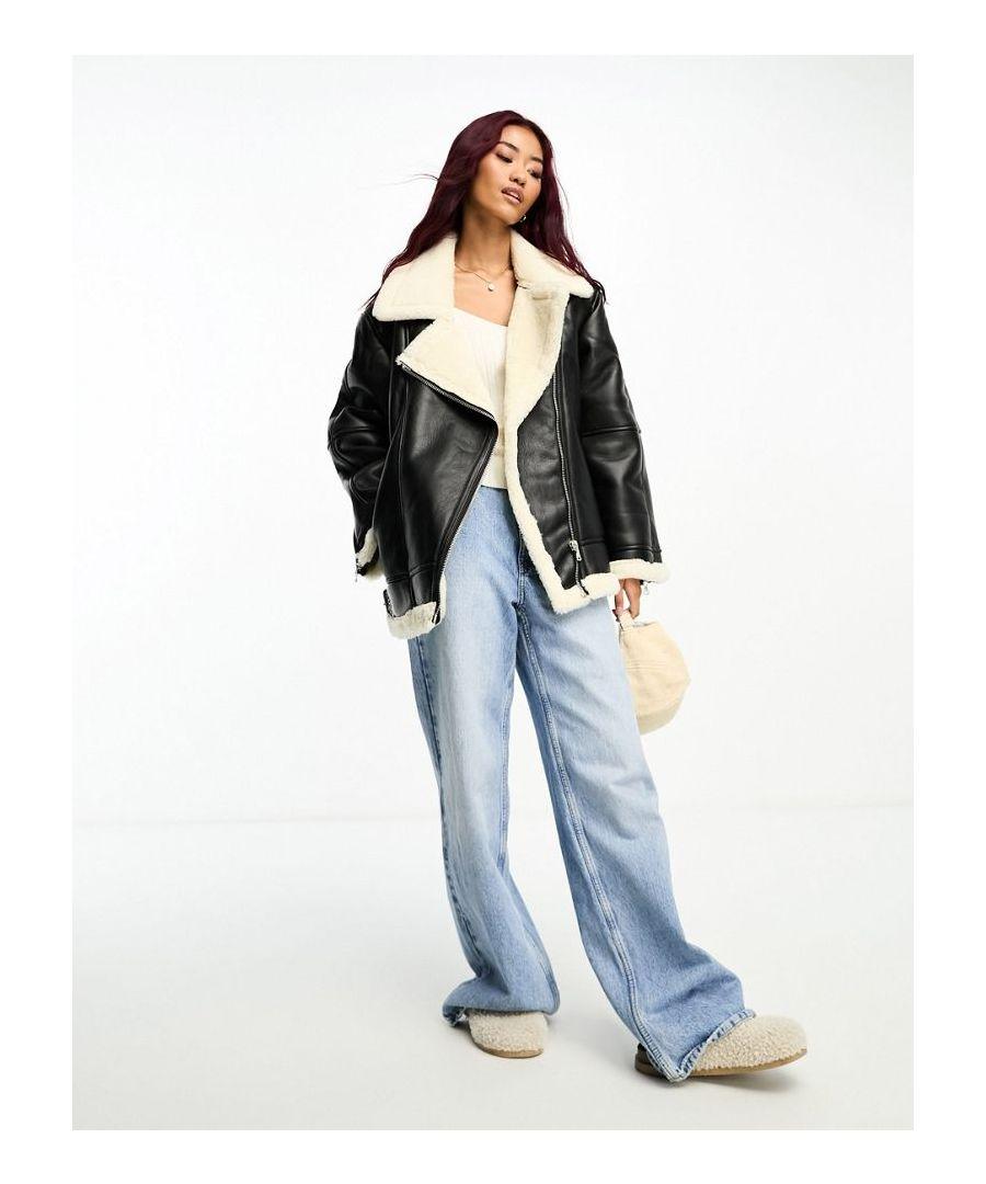 Faux Leather Jacket Black Aviator Jacket Asos Asos Design Black