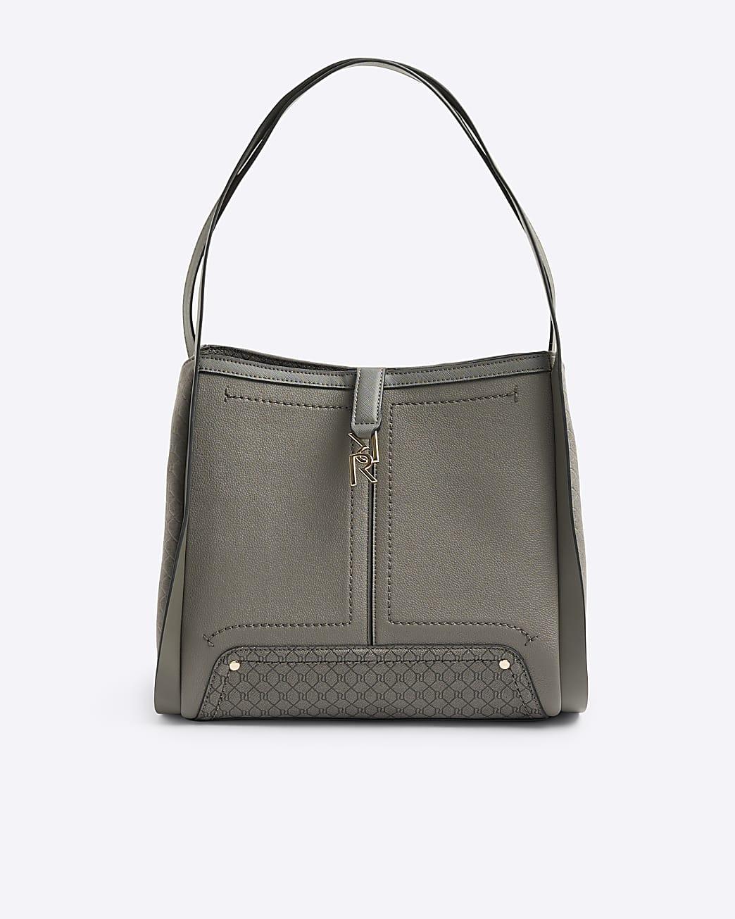 River Island Suedette Embossed Ri Monogram Tote Bag in Grey Lyst UK