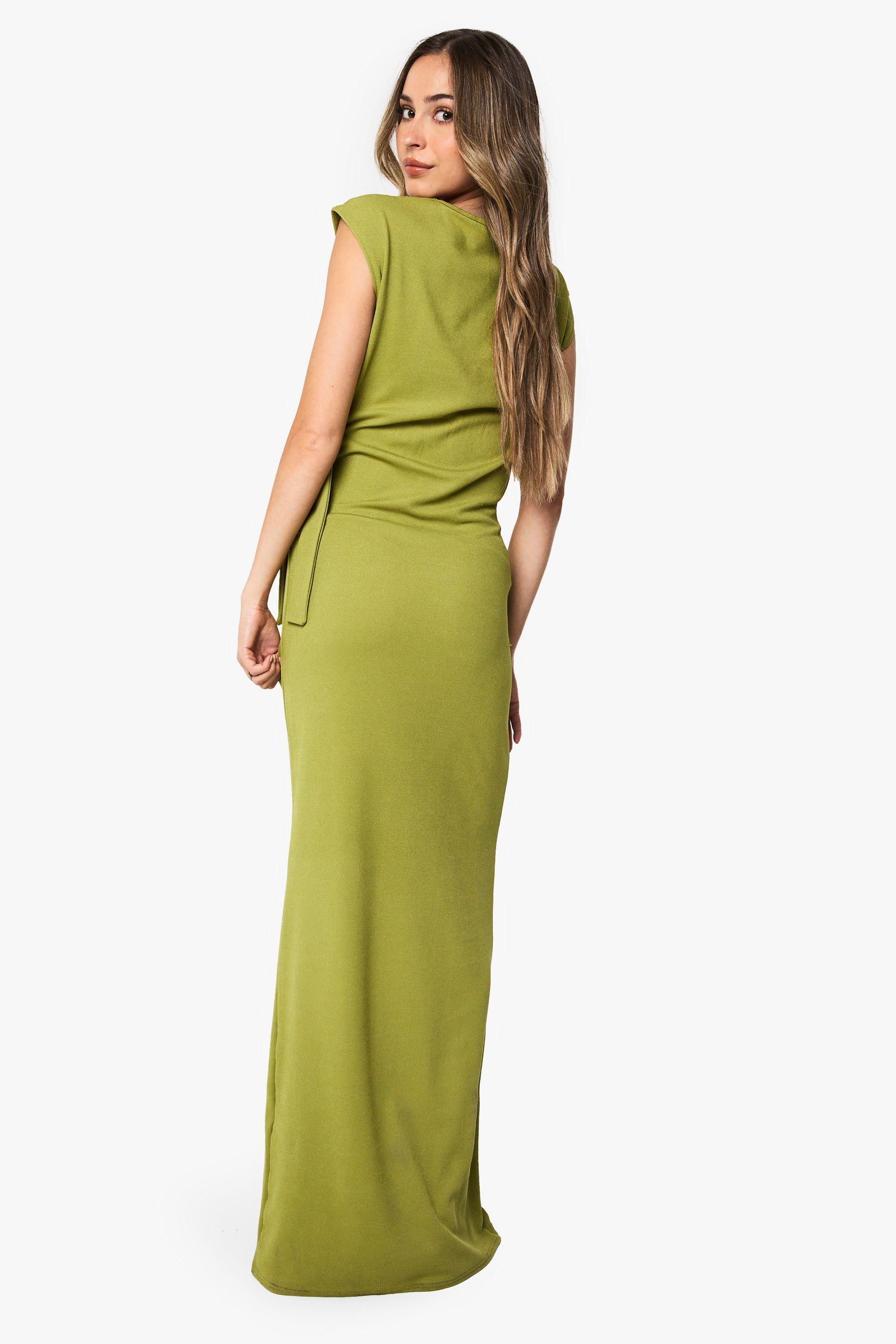 boohoo green maternity dress boohoo Women's Maternity Rib Tie Detail Maxi Dress