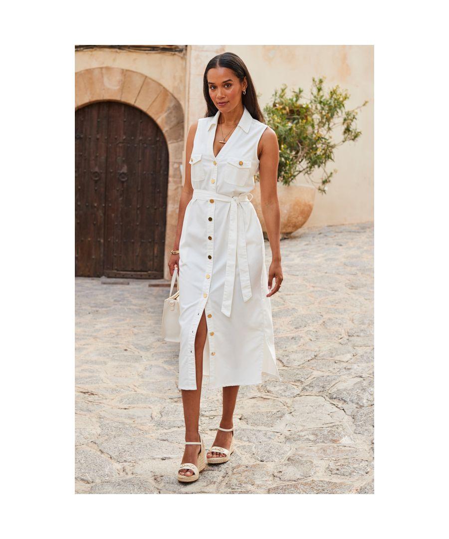 white midi shirt dress uk Sosandar White Midi Shirt Dress Uk Linen Blend Belted Midi Shirt Dress