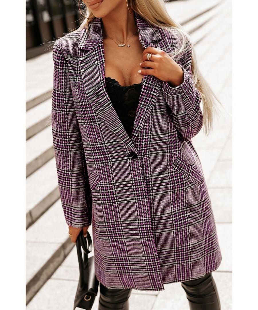 Azura Exchange Plaid Lapel Collar Midi Coat in Pink Lyst UK