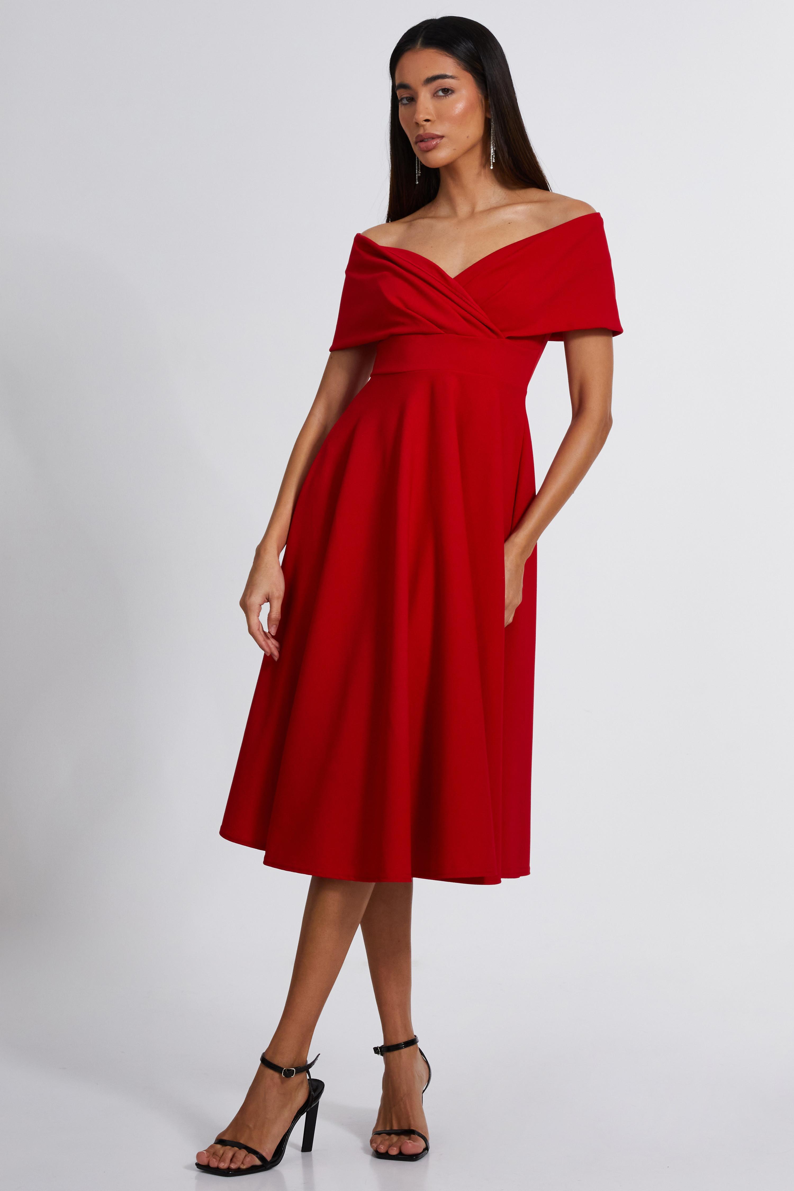 Quiz Skater Midi Dress in Red Lyst UK