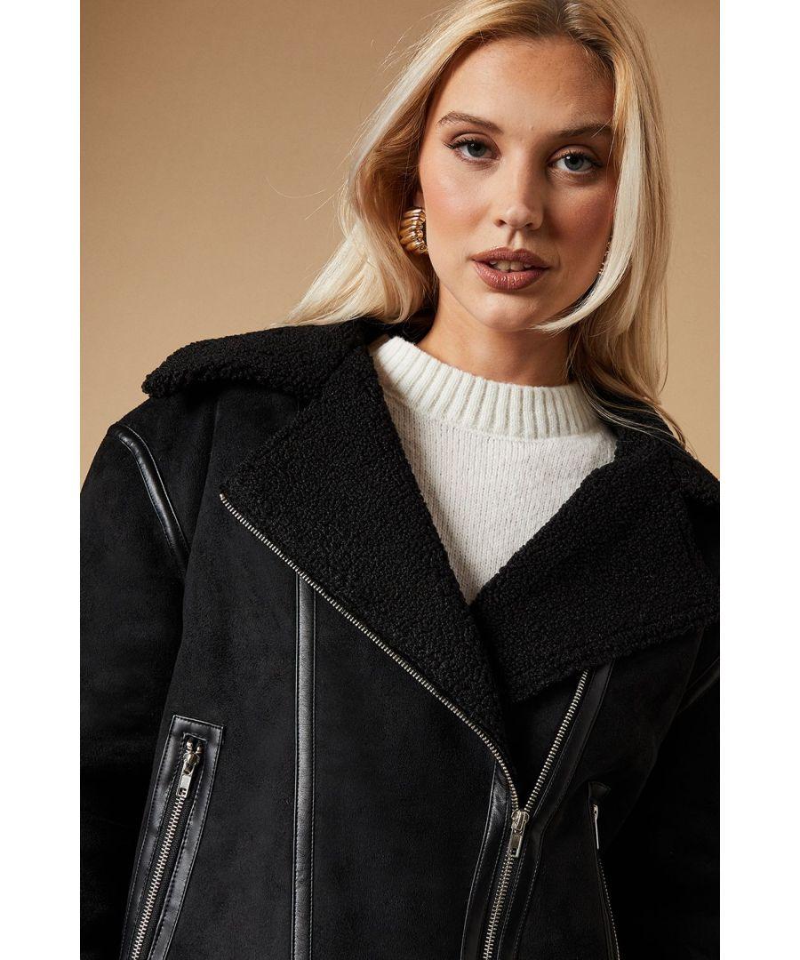 Biker Jacket Oasis Aviator Jacket Oasis Chocolate Faux Suede Borg