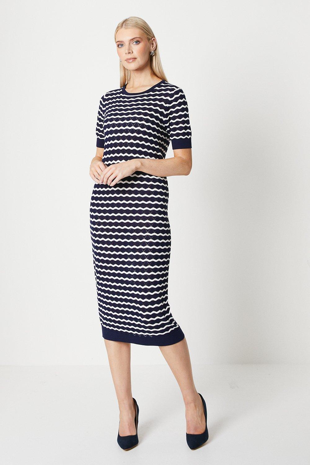 PRINCIPLES Stitch Detail Stripe Maxi Knitted Dress in White Lyst UK