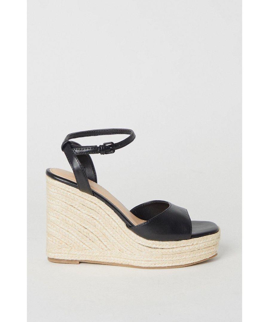 Faith Hoola High Espadrille Wedge Sandals in Black Lyst UK