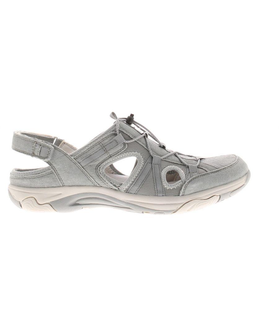 Free Spirit Sandals Walking Bryn Touch Fastening Smoke in Grey