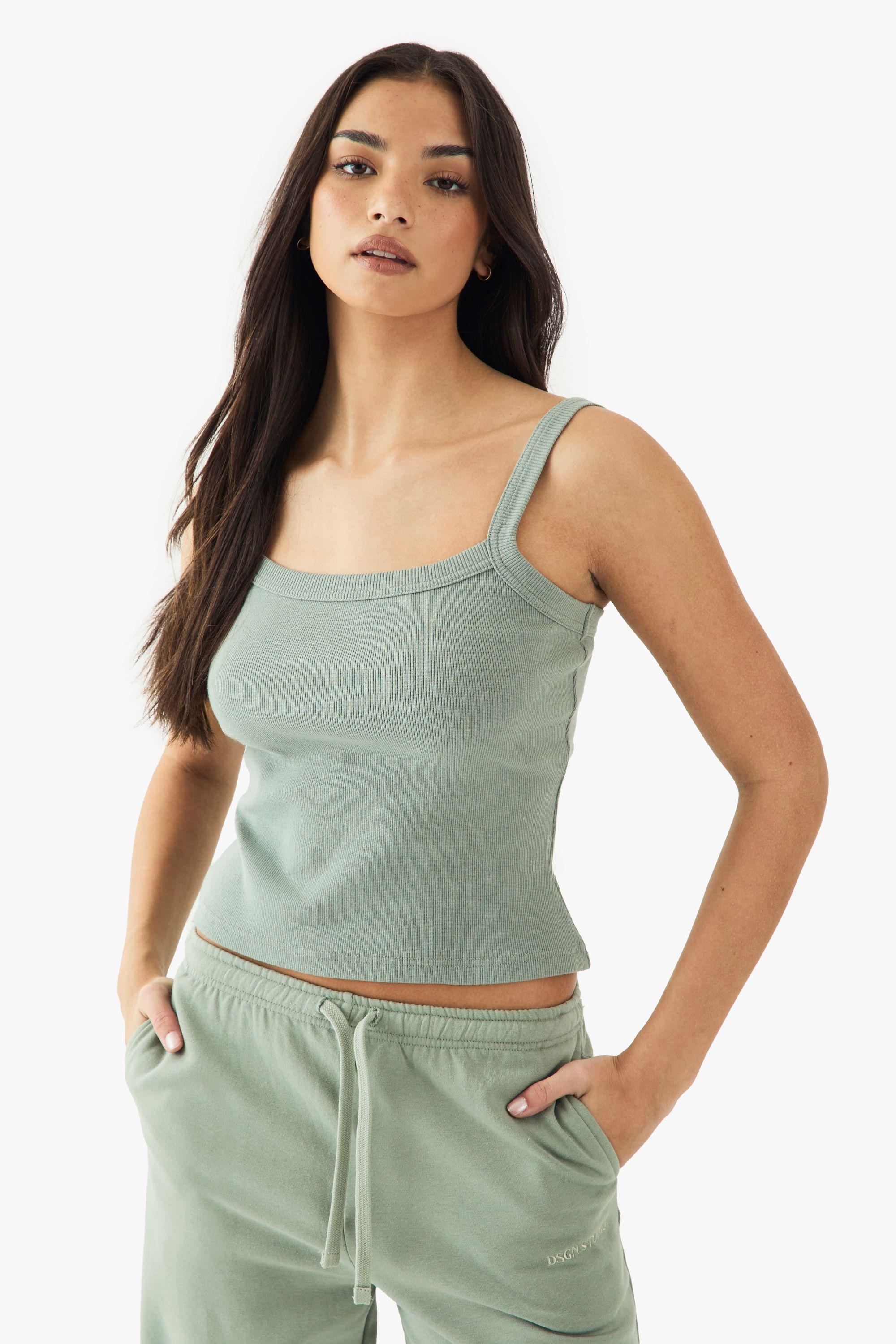 Boohoo Basics Thick Binding Rib Vest Top in Blue Lyst UK