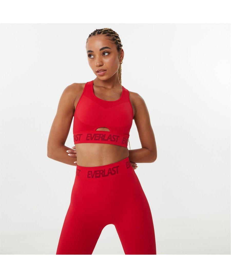 Everlast Branded Cut Out Sports Bra in Red
