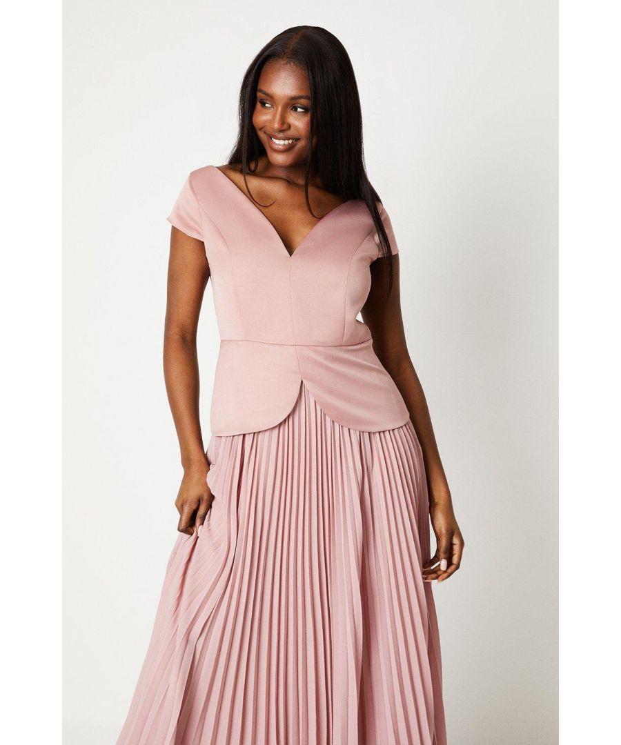 Midi Dress Pink Dress With Pleated Skirt Olivia Blush Pink Pleated
