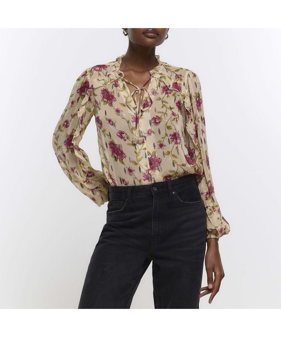 Cream 2024 chiffon shirt