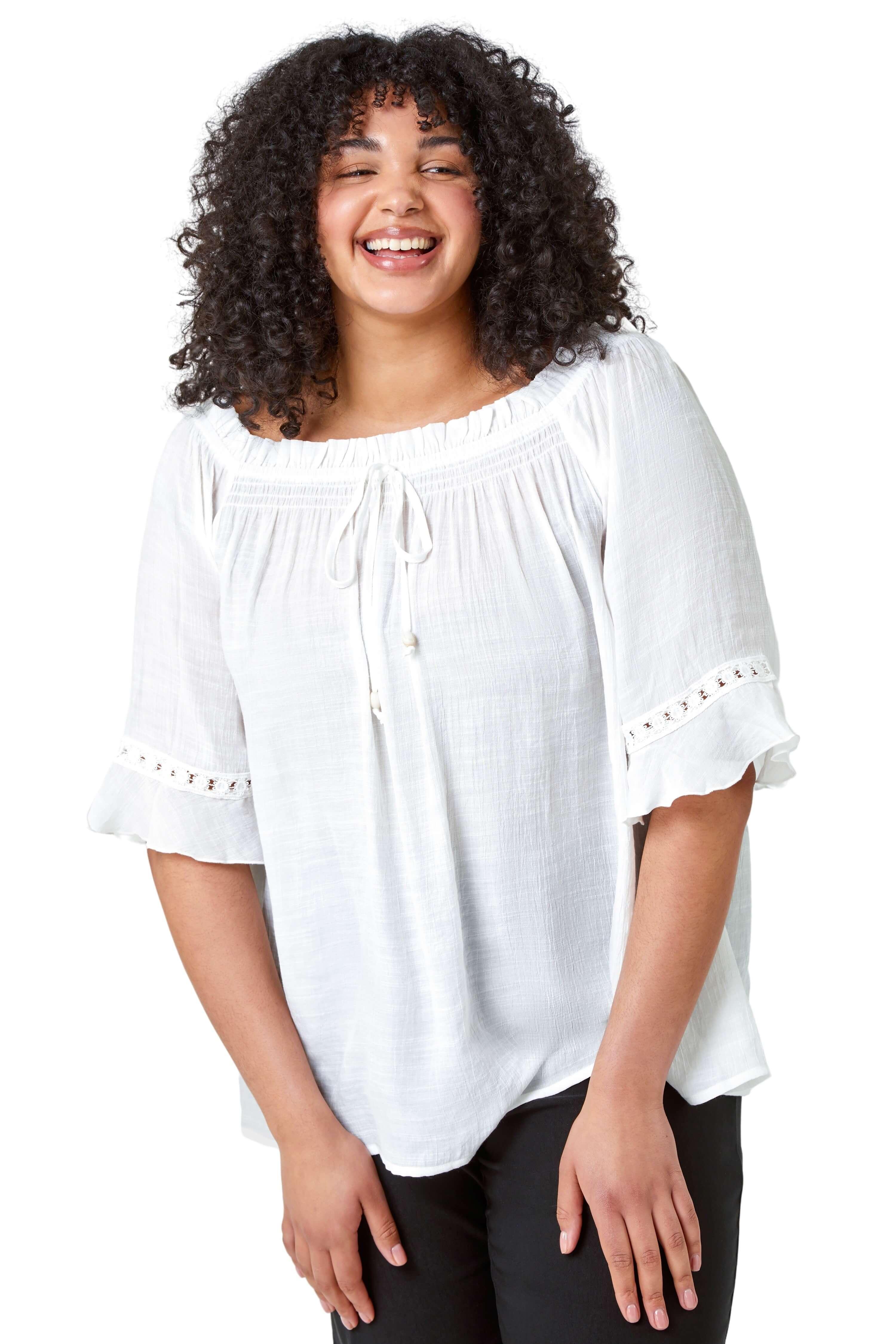 lace bardot top plus size